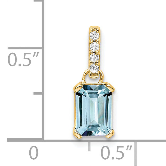 14K Aquamarine and Diamond Pendant-PM7410-AQ-004-YA