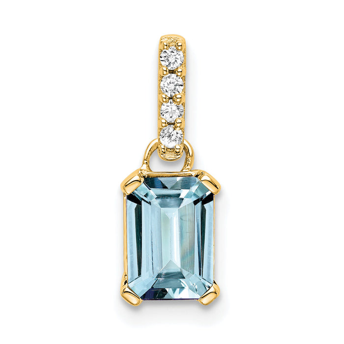 14K Aquamarine and Diamond Pendant-PM7410-AQ-004-YA