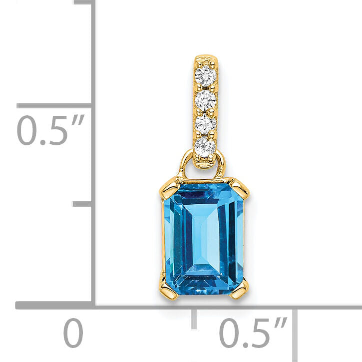 14K Blue Topaz and Diamond Pendant-PM7410-BT-004-YA