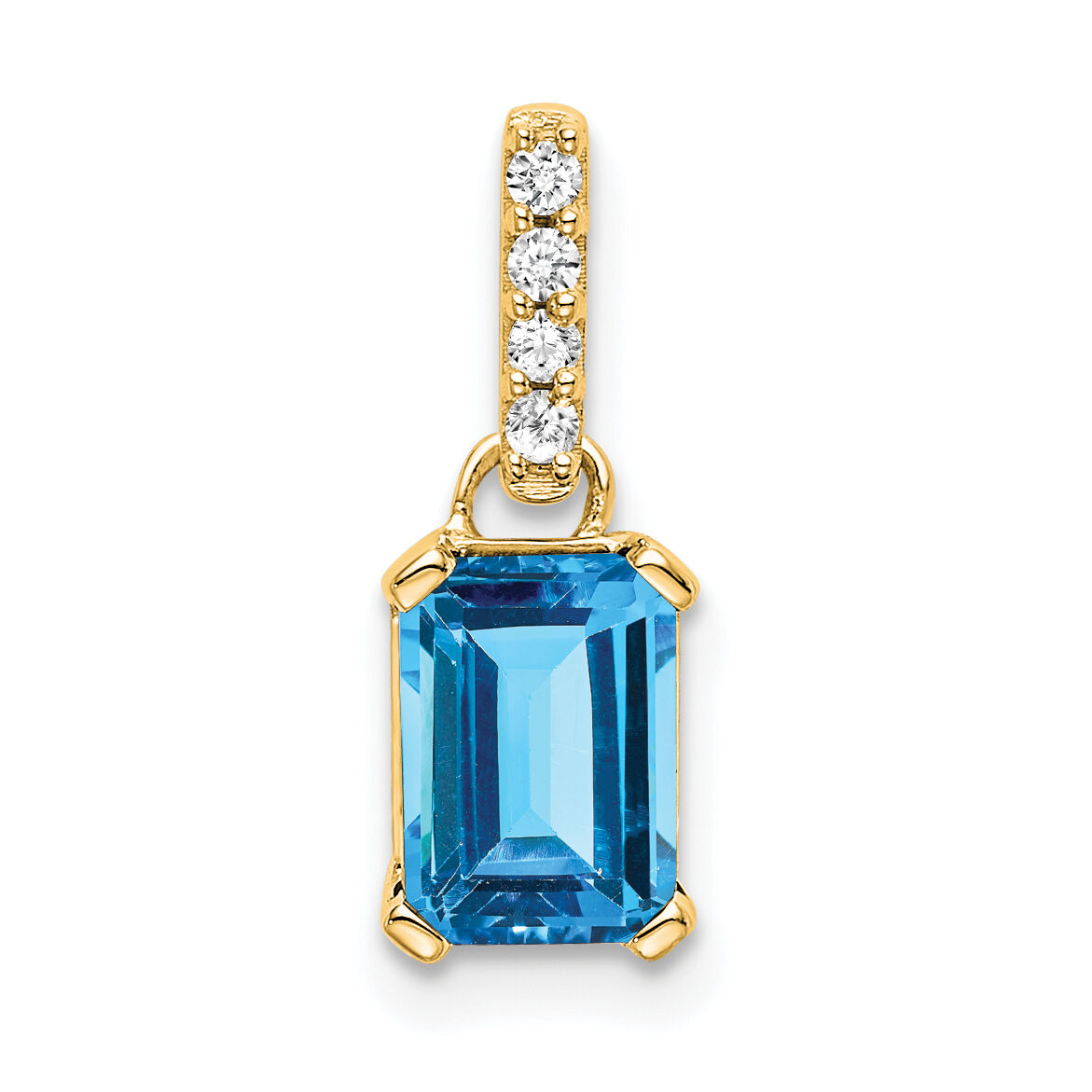 14K Blue Topaz and Diamond Pendant-PM7410-BT-004-YA