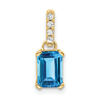 14K Blue Topaz and Diamond Pendant-PM7410-BT-004-YA