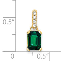 14K Created Emerald and Diamond Pendant-PM7410-CEM-004-YA