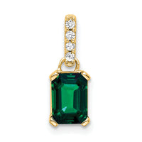 14K Created Emerald and Diamond Pendant-PM7410-CEM-004-YA