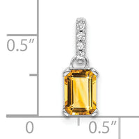 14K White Gold Citrine and Diamond Pendant-PM7410-CI-004-WA