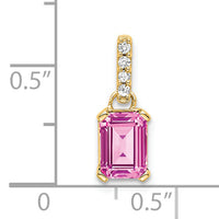 14K Created Pink Sapphire and Diamond Pendant-PM7410-CPS-004-YA
