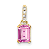 14K Created Pink Sapphire and Diamond Pendant-PM7410-CPS-004-YA