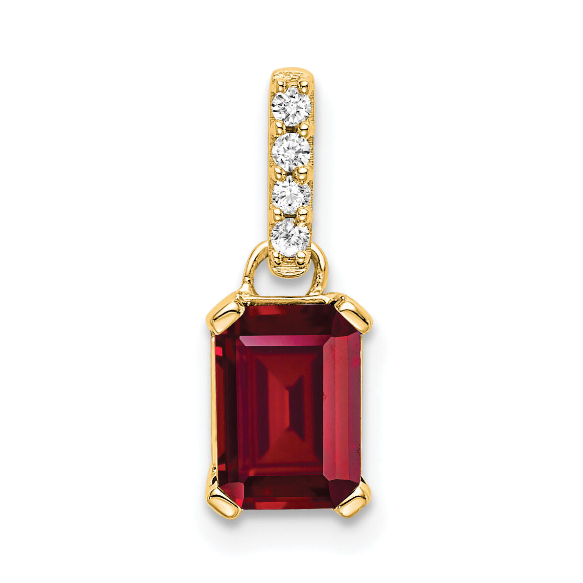 14K Created Ruby and Diamond Pendant-PM7410-CRU-004-YA