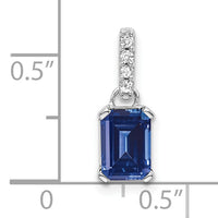 14K White Gold Created Sapphire and Diamond Pendant-PM7410-CSA-004-WA
