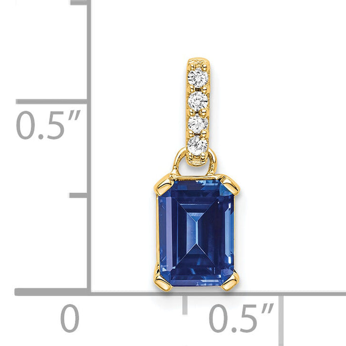 14K Created Sapphire and Diamond Pendant-PM7410-CSA-004-YA