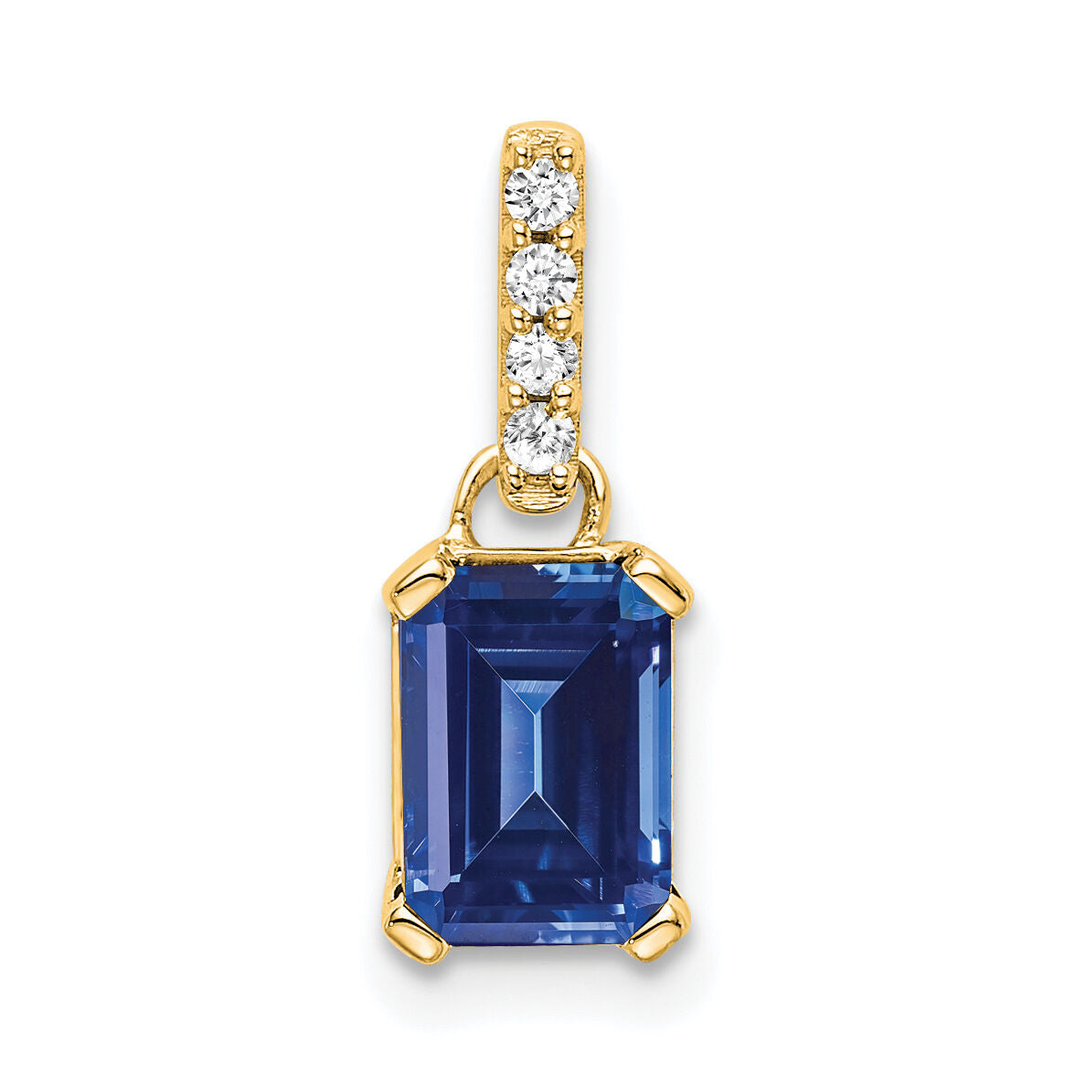 14K Created Sapphire and Diamond Pendant-PM7410-CSA-004-YA