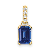 14K Created Sapphire and Diamond Pendant-PM7410-CSA-004-YA