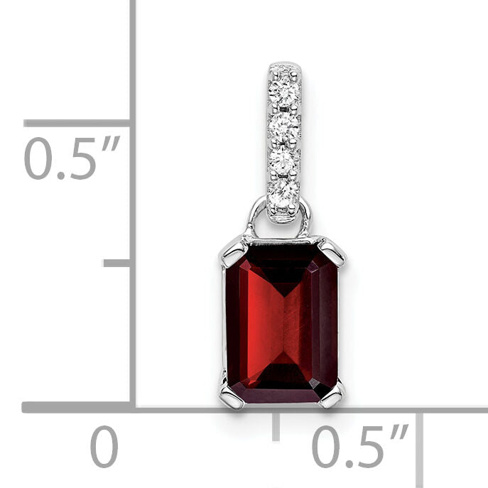 14K White Gold Garnet and Diamond Pendant-PM7410-GA-004-WA