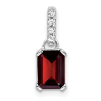 14K White Gold Garnet and Diamond Pendant-PM7410-GA-004-WA