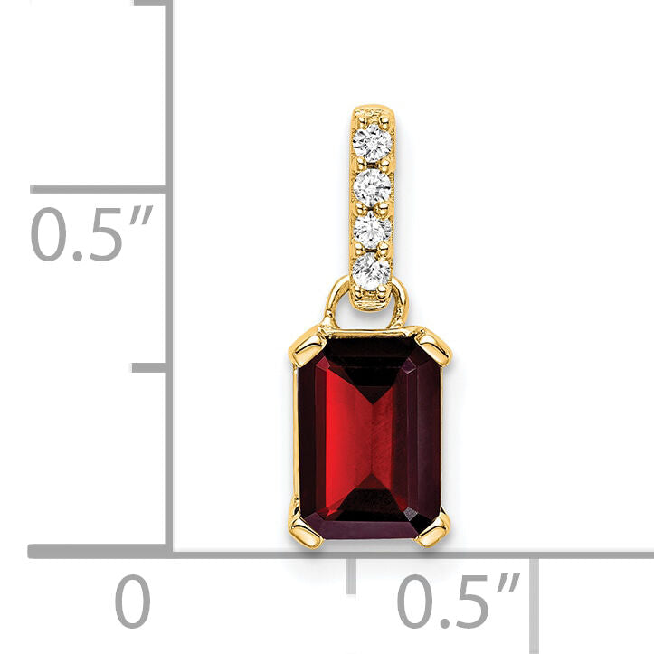 14K Garnet and Diamond Pendant-PM7410-GA-004-YA