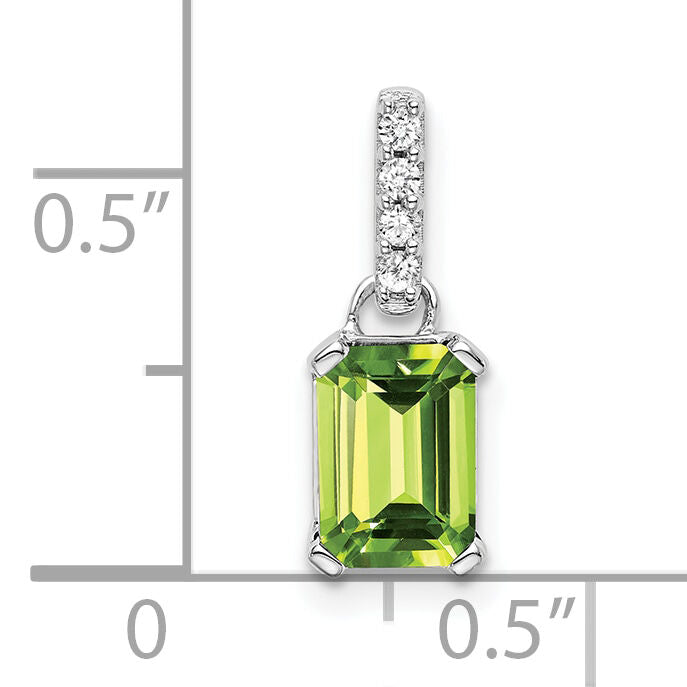 14K White Gold Peridot and Diamond Pendant-PM7410-PE-004-WA