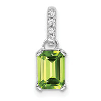 14K White Gold Peridot and Diamond Pendant-PM7410-PE-004-WA