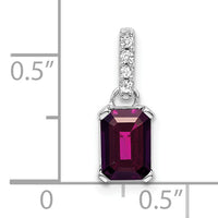 14K White Gold Rhodolite Garnet and Diamond Pendant-PM7410-RG-004-WA
