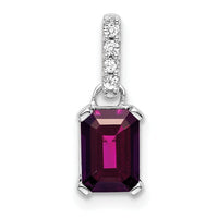 14K White Gold Rhodolite Garnet and Diamond Pendant-PM7410-RG-004-WA