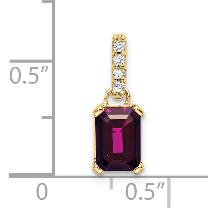 14K Rhodolite Garnet and Diamond Pendant-PM7410-RG-004-YA