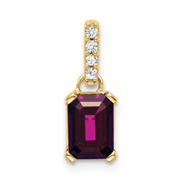 14K Rhodolite Garnet and Diamond Pendant-PM7410-RG-004-YA