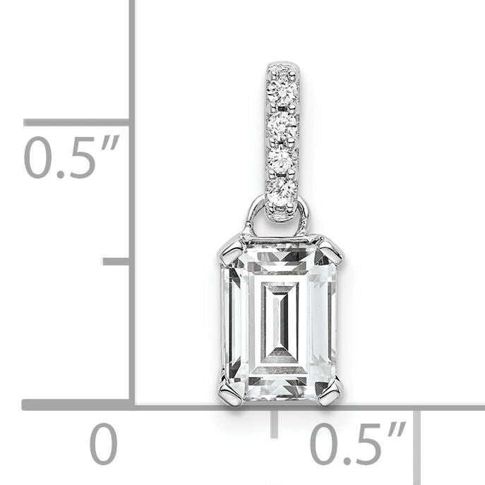 14K White Gold White Topaz and Diamond Pendant-PM7410-WT-004-WA