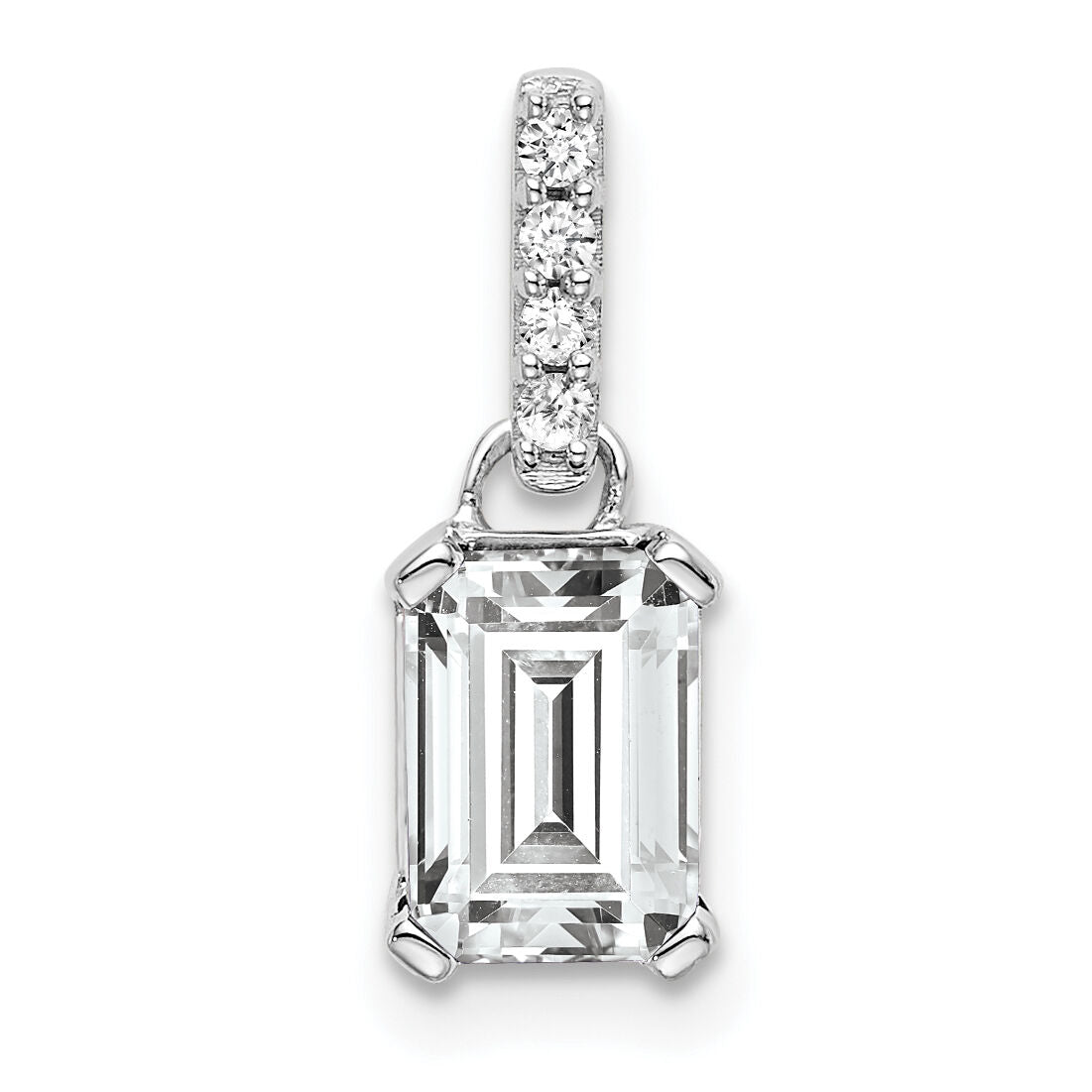 14K White Gold White Topaz and Diamond Pendant-PM7410-WT-004-WA