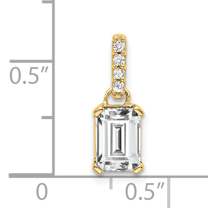 14K White Topaz and Diamond Pendant-PM7410-WT-004-YA