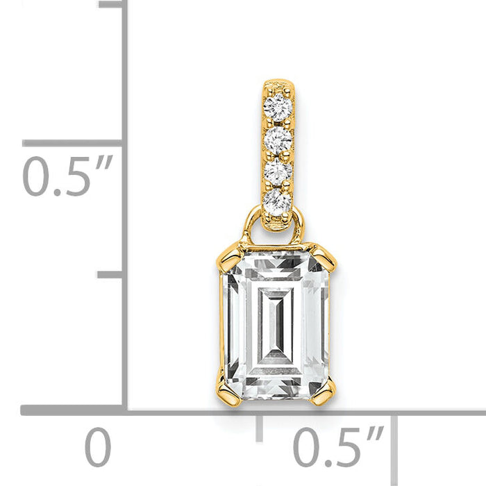 14K White Topaz and Diamond Pendant-PM7410-WT-004-YA