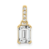 14K White Topaz and Diamond Pendant-PM7410-WT-004-YA