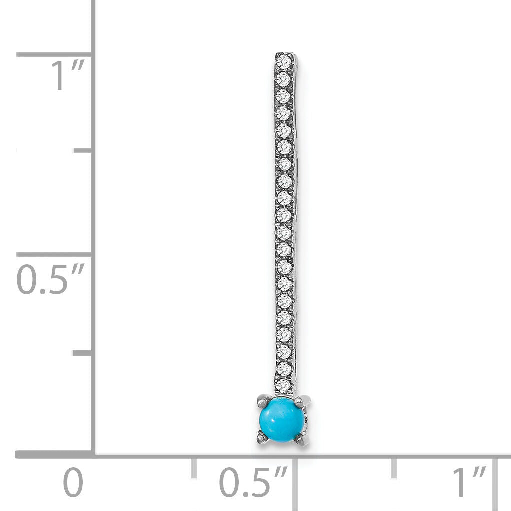 14k White Gold Turquoise and White Topaz Pendant-PM7415-BTQ-W
