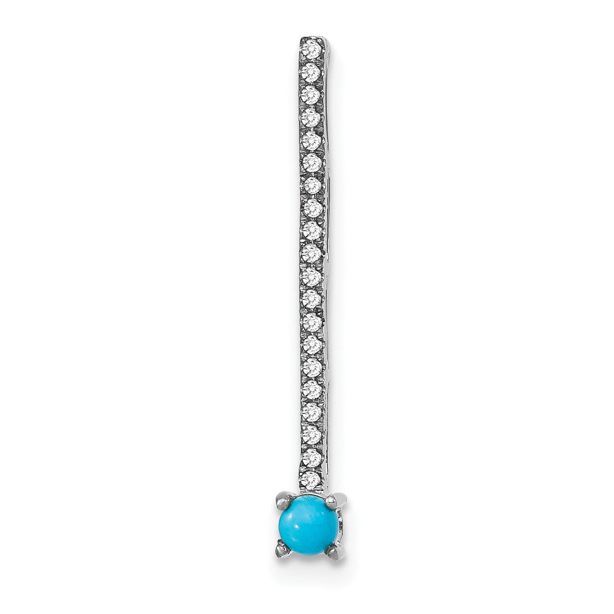 14k White Gold Turquoise and White Topaz Pendant-PM7415-BTQ-W