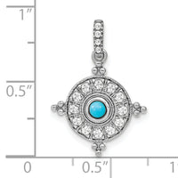 14k White Gold Turquoise and White Topaz Pendant-PM7422-BTQ-W