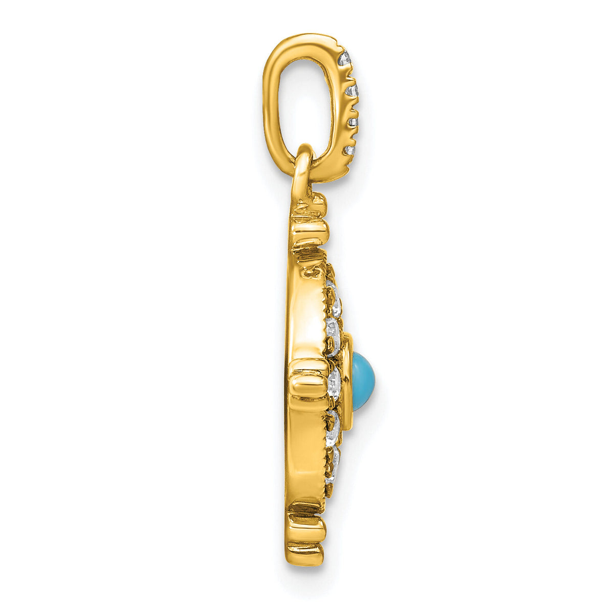 14k Turquoise and White Topaz Pendant-PM7422-BTQ-Y