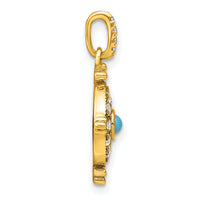 14k Turquoise and White Topaz Pendant-PM7422-BTQ-Y