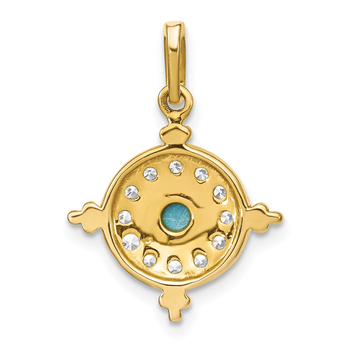 14k Turquoise and White Topaz Pendant-PM7422-BTQ-Y