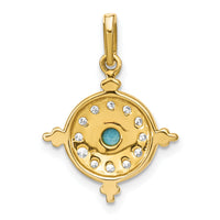 14k Turquoise and White Topaz Pendant-PM7422-BTQ-Y