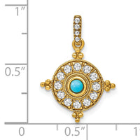 14k Turquoise and White Topaz Pendant-PM7422-BTQ-Y