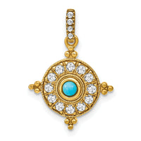 14k Turquoise and White Topaz Pendant-PM7422-BTQ-Y