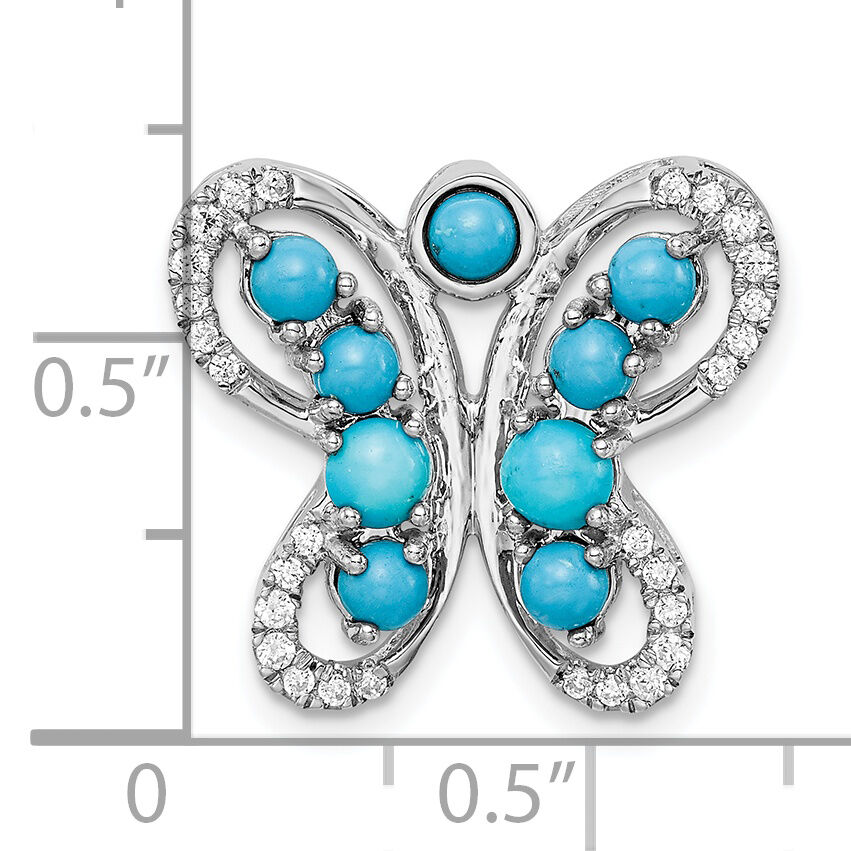 14k White Gold Turquoise and White Topaz Butterfly Chain Slide-PM7426-BTQ-W