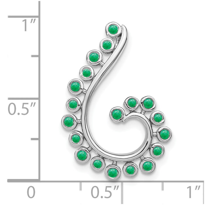 14k White Gold Emerald Swirl Chain Slide-PM7451-EM-W