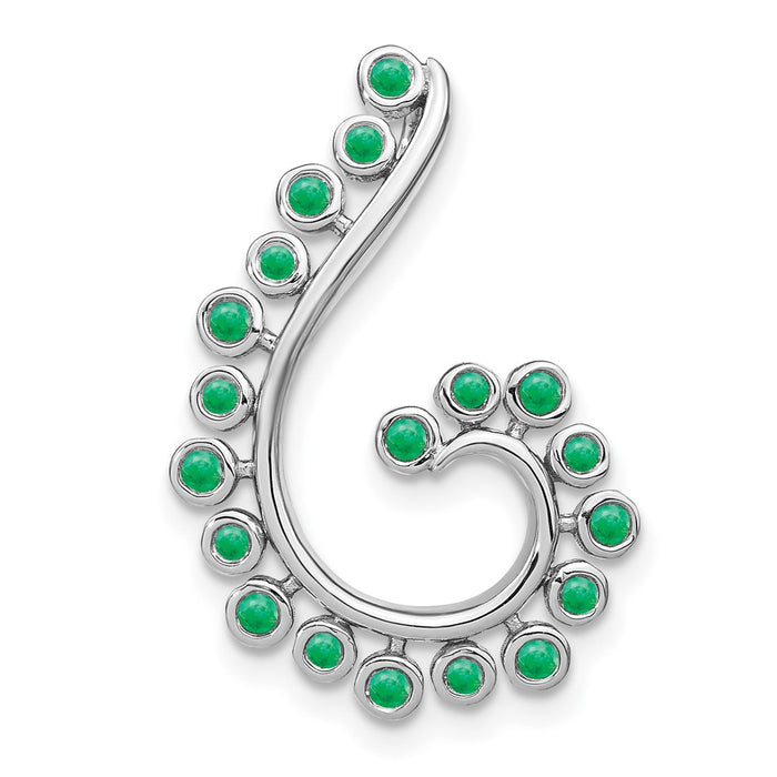 14k White Gold Emerald Swirl Chain Slide-PM7451-EM-W