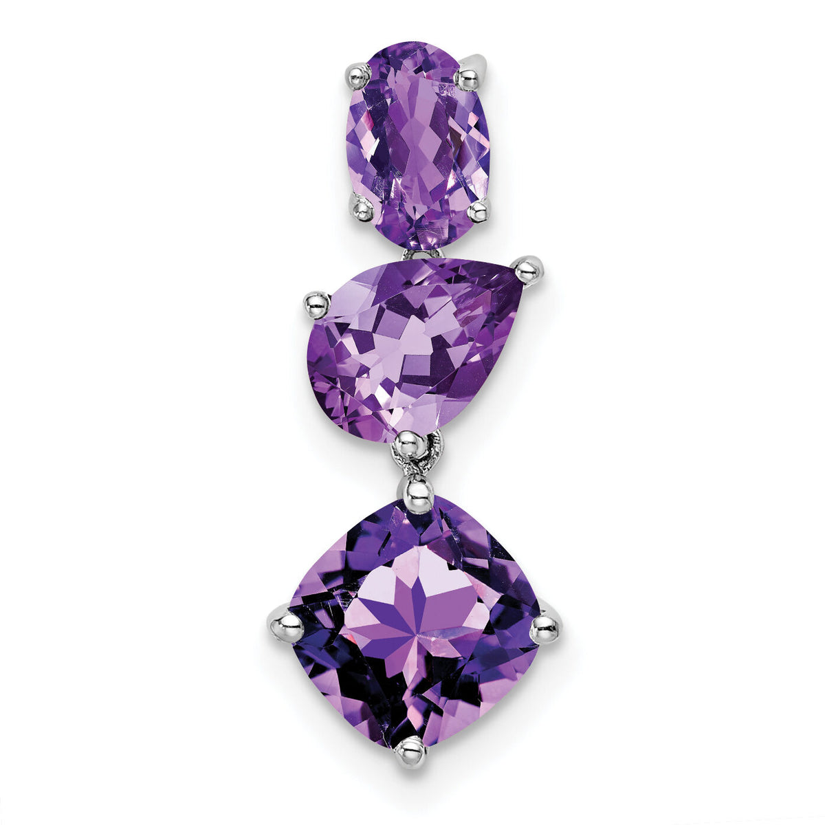 14k White Gold Amethyst Chain Slide-PM7457-AM-W