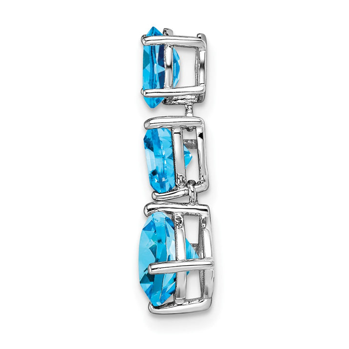 14k White Gold Blue Topaz & Sky Blue Chain Slide-PM7457-BT-W