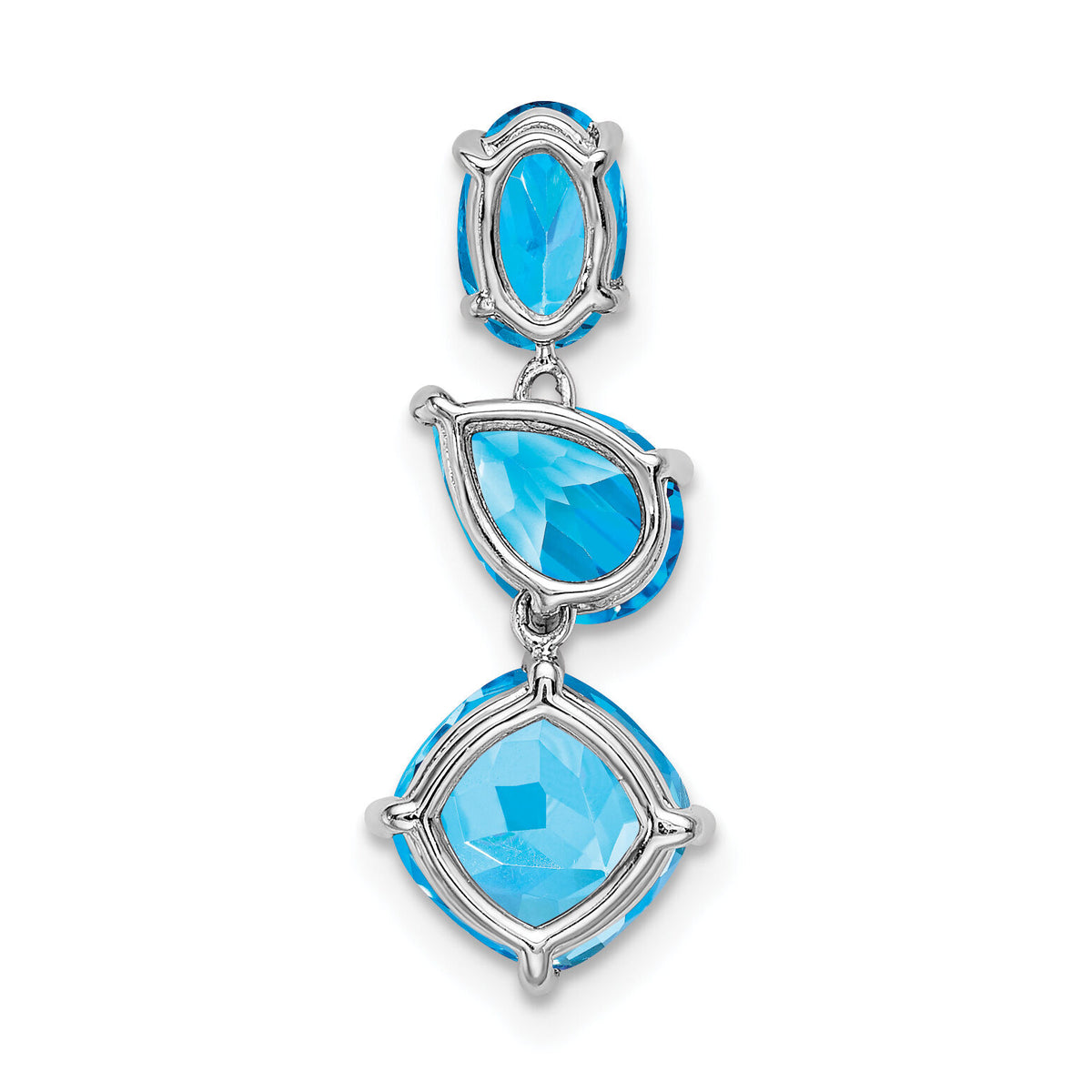 14k White Gold Blue Topaz & Sky Blue Chain Slide-PM7457-BT-W