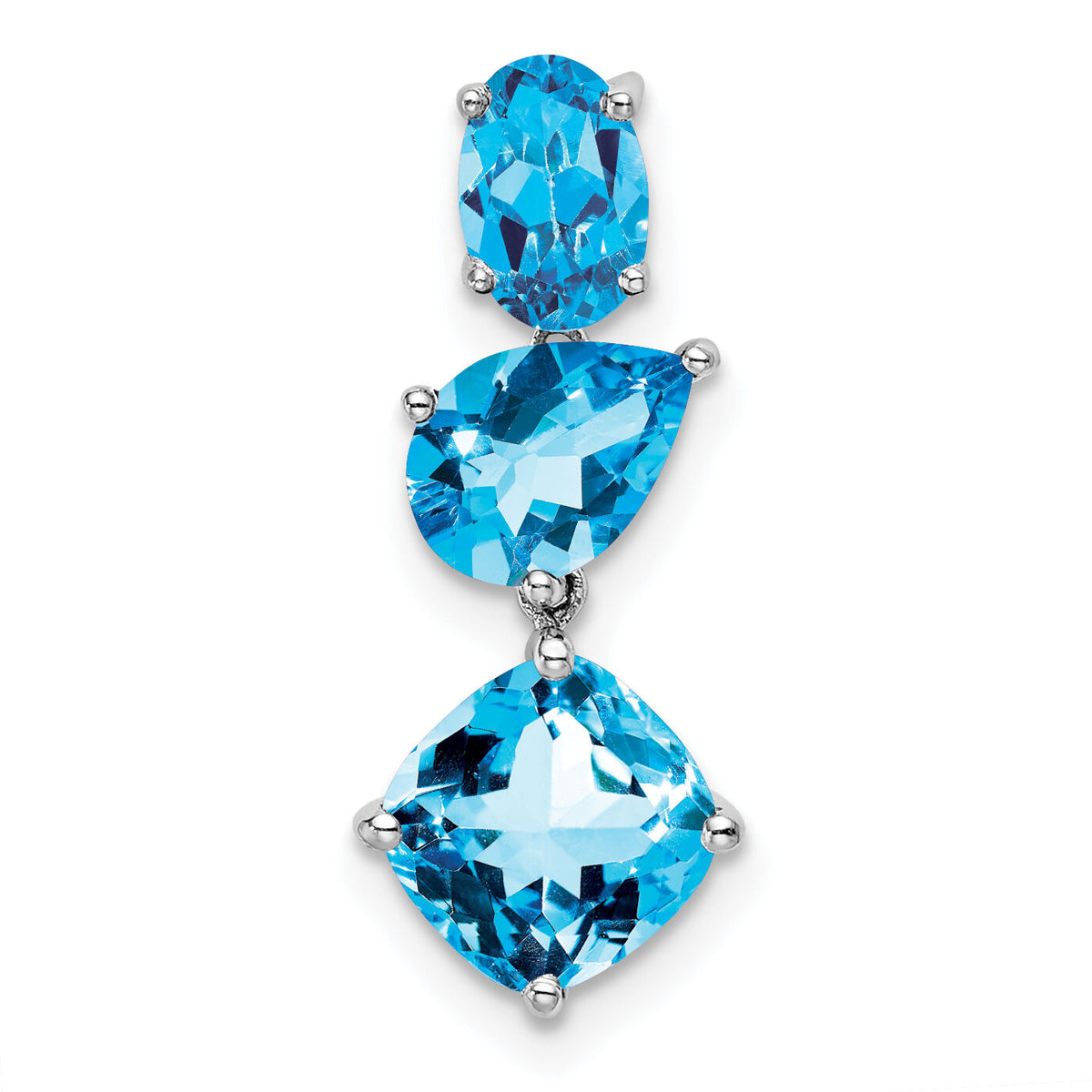 14k White Gold Blue Topaz & Sky Blue Chain Slide-PM7457-BT-W