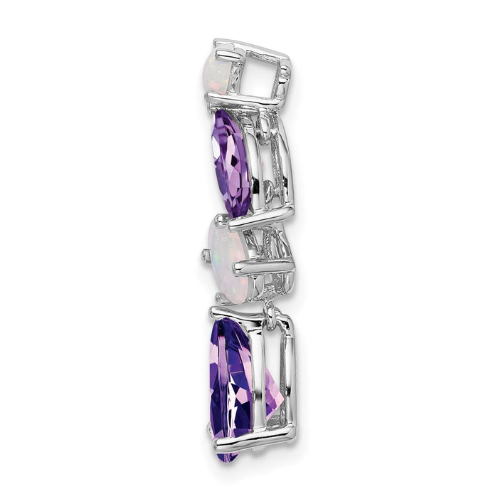 14k White Gold Amethyst and Opal Chain Slide-PM7458-AM/OP-W