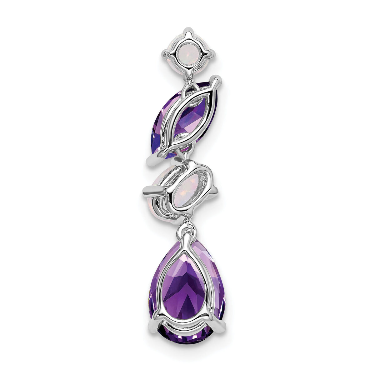 14k White Gold Amethyst and Opal Chain Slide-PM7458-AM/OP-W