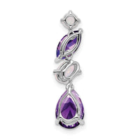 14k White Gold Amethyst and Opal Chain Slide-PM7458-AM/OP-W