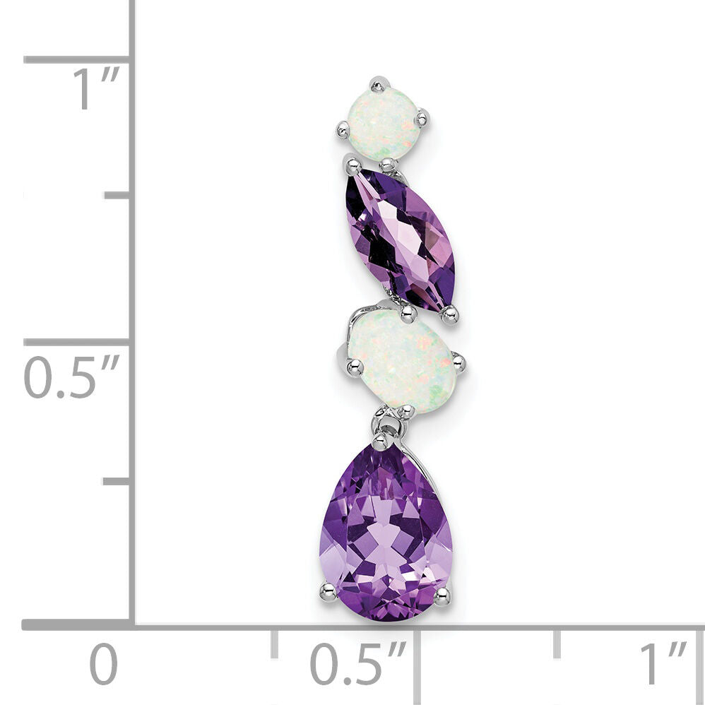 14k White Gold Amethyst and Opal Chain Slide-PM7458-AM/OP-W