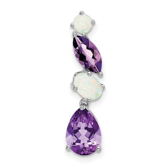 14k White Gold Amethyst and Opal Chain Slide-PM7458-AM/OP-W